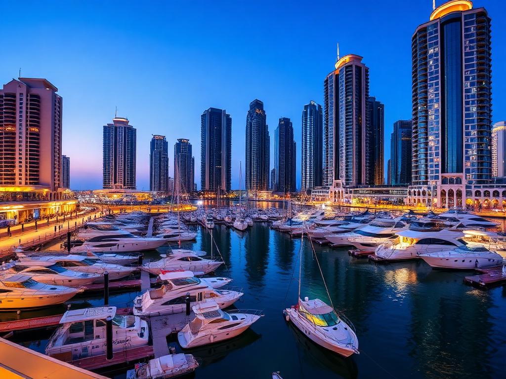 Panorama Dubai Marina s výškovými rezidenčními budovami